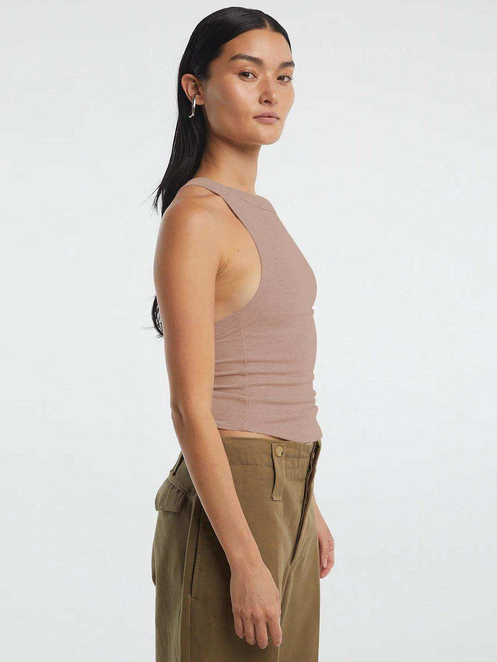 Halter Neck Ribbed Cropped Top - Trendsi - Flyclothing LLC