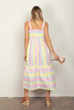 VERY J Striped Woven Smocked Midi Cami Dress - Trendsi - Flyclothing LLC