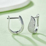 Moissanite 925 Sterling Silver Leaf Huggie Earrings - Trendsi - Flyclothing LLC