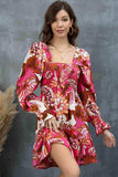 Floral Square Neck Flounce Sleeve Dress - Trendsi - Flyclothing LLC