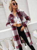 Plaid Longline Shirt Jacket - Trendsi - Flyclothing LLC