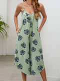 Botanical Print Spaghetti Strap Scoop Neck Jumpsuit - Trendsi - Flyclothing LLC