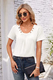 Decorative Button Scoop Neck T-Shirt - Trendsi - Flyclothing LLC