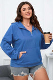 Plus Size Quarter Zip Raglan Sleeve Hoodie - Trendsi - Flyclothing LLC