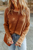 Long Raglan Sleeve Round Neck Top - Trendsi - Flyclothing LLC