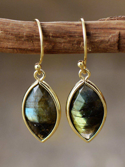 Geometrical Shape Natural Stone Dangle Earrings - Trendsi - Flyclothing LLC