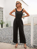 Round Neck Sleeveless Jumpsuit with Pockets - Trendsi - Flyclothing LLC