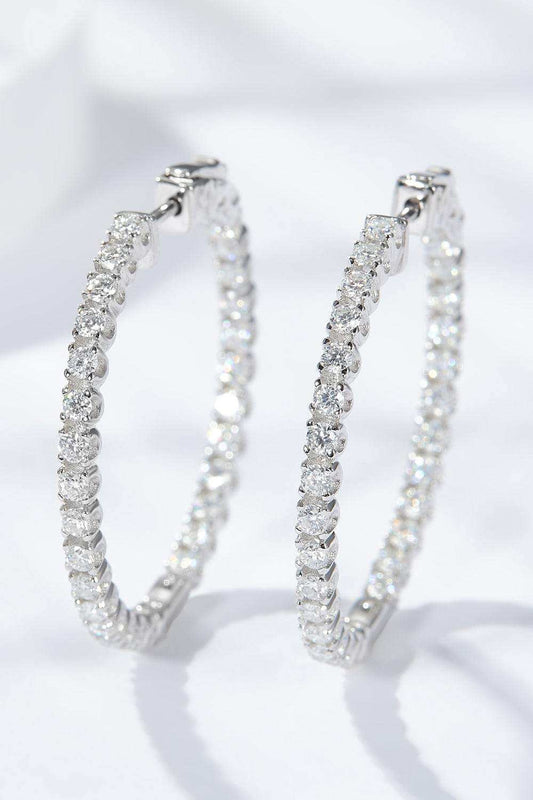 Inlaid Moissanite 925 Sterling Silver Hoop Earrings - Trendsi - Flyclothing LLC