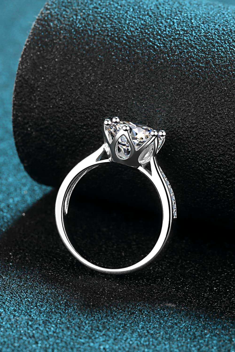 3 Carat Moissanite Rhodium-Plated Side Stone Ring - Trendsi - Flyclothing LLC
