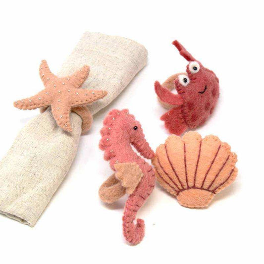 Hand-felted Seashore Napkin Rings, Set of Four Designs - Global Groove (T) - Global Groove - Flyclothing LLC