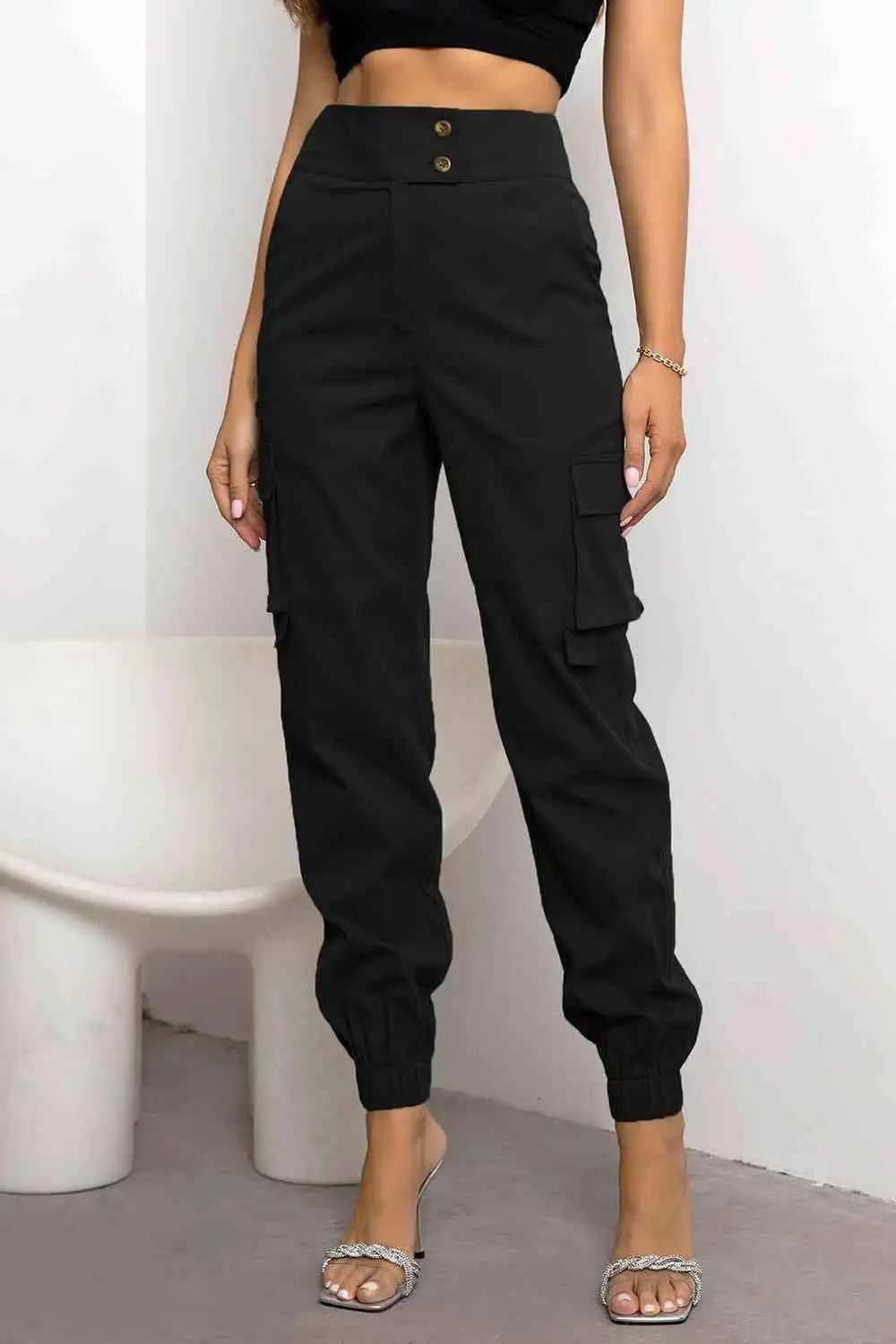 High Waist Cargo Pants - Trendsi - Flyclothing LLC