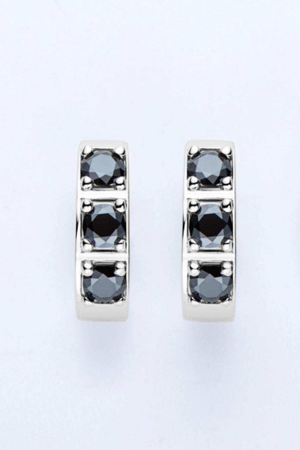 Inlaid Moissanite Huggie Earrings - Trendsi - Flyclothing LLC