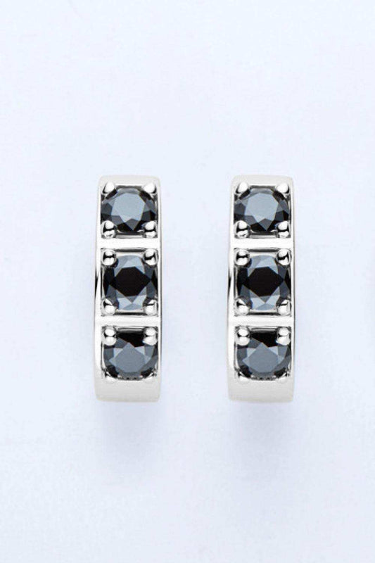 Inlaid Moissanite Huggie Earrings - Trendsi - Flyclothing LLC