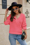 Openwork Surplice Long Sleeve Sweater - Trendsi - Flyclothing LLC