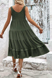 Decorative Button Scoop Neck Tiered Sleeveless Dress - Trendsi - Flyclothing LLC