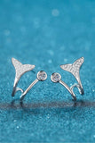 Moissanite Fishtail Rhodium-Plated Earrings - Trendsi - Flyclothing LLC