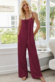 Scoop Neck Spaghetti Strap Pocket Jumpsuit - Trendsi - Flyclothing LLC