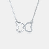 Moissanite 925 Sterling Silver Heart Bow Necklace - Trendsi - Flyclothing LLC