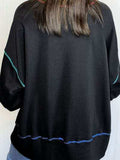 Slit Round Neck Lantern Sleeve Sweatshirt - Trendsi - Flyclothing LLC