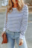 Striped Long Sleeve Round Neck Top - Trendsi - Flyclothing LLC