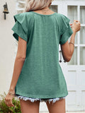 Layered Flutter Sleeve V-Neck Top - Trendsi - Flyclothing LLC
