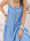 Frill Scoop Neck Maxi Cami Dress - Trendsi - Flyclothing LLC