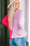 Contrast Color V-Neck Long Sleeve Pullover Sweater - Trendsi - Flyclothing LLC