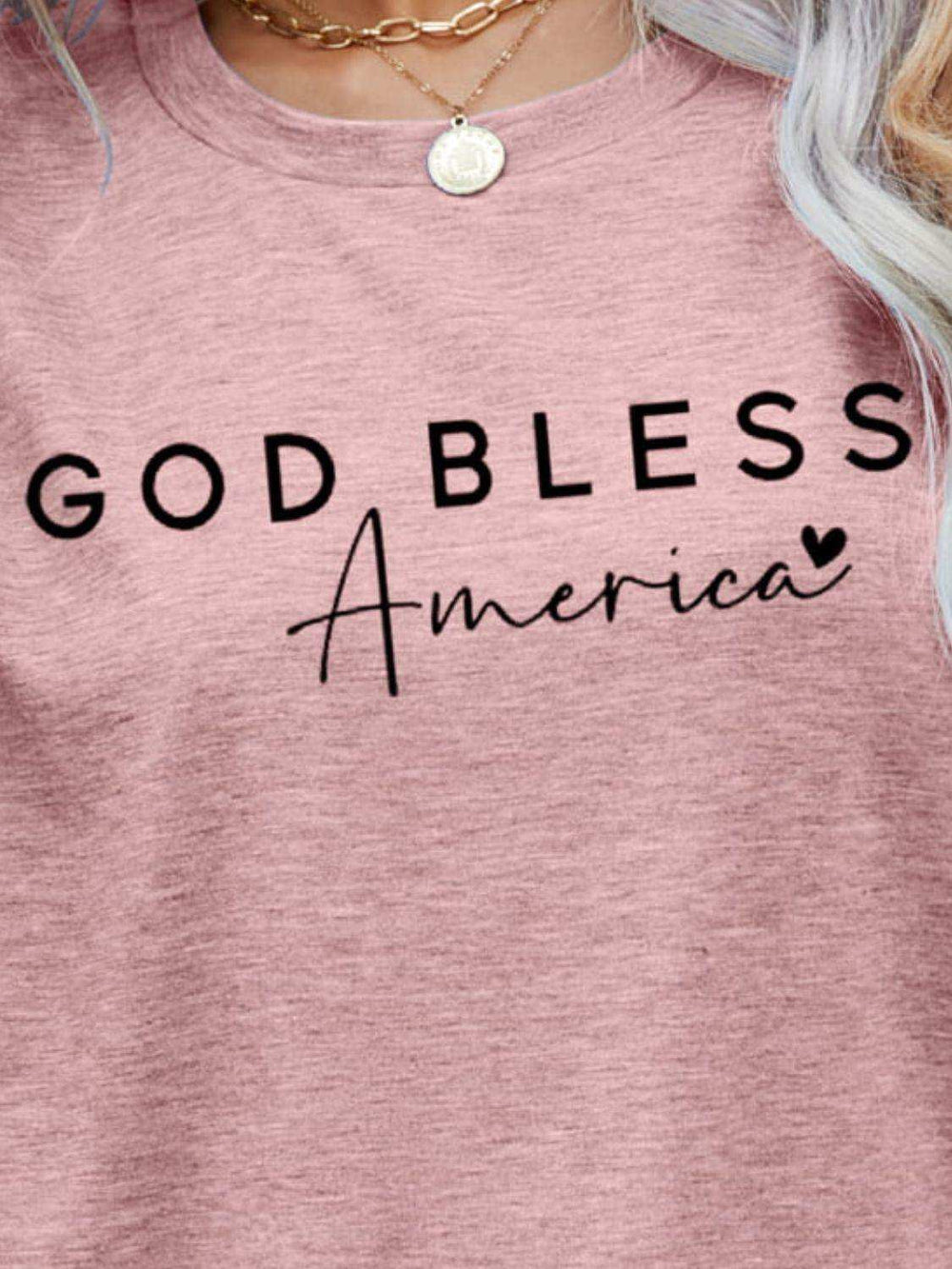 GOD BLESS AMERICA Graphic Short Sleeve Tee - Trendsi - Flyclothing LLC