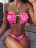 Frill Trim Ruched Bikini Set - Trendsi - Flyclothing LLC