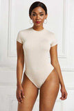 Round Neck Short Sleeve Bodysuit - Trendsi - Flyclothing LLC