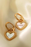 Inlaid Shell Heart Drop Earrings - Trendsi - Flyclothing LLC