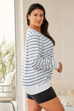 Plus Size Striped Round Neck Long Sleeve T-Shirt - Trendsi - Flyclothing LLC