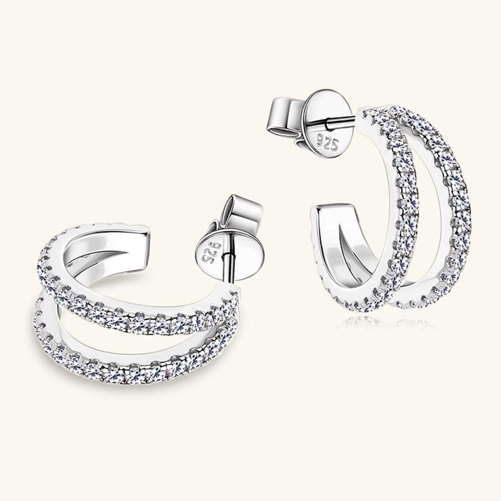 Moissanite 925 Sterling Silver C-Hoop Earrings - Trendsi - Flyclothing LLC