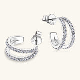 Moissanite 925 Sterling Silver C-Hoop Earrings - Trendsi - Flyclothing LLC