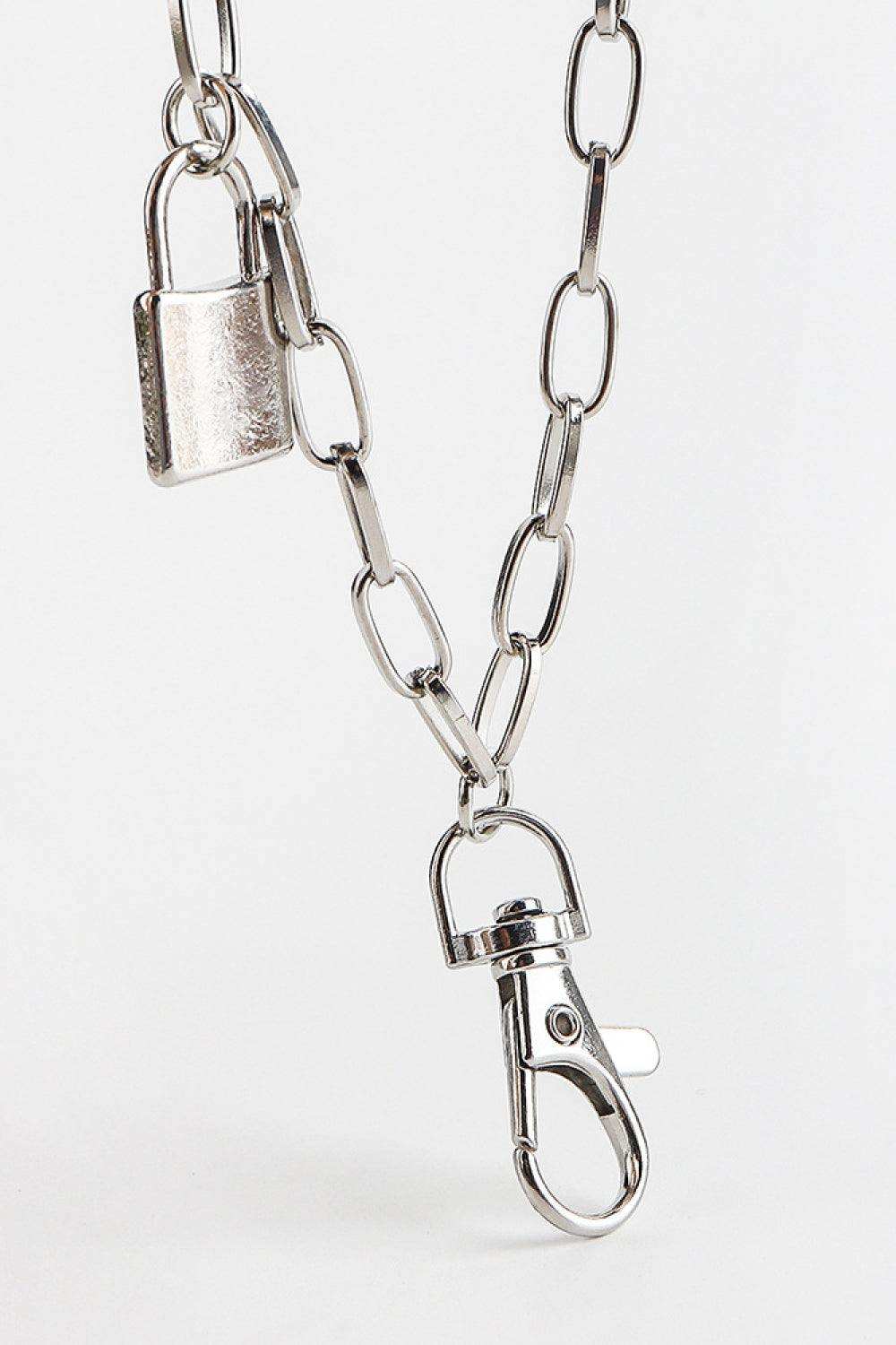 Double Layered Iron Chain Belt with Lock Charm - Trendsi - Flyclothing LLC