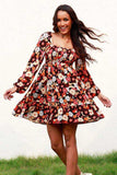 Floral Smocked Balloon Sleeve Tiered Dress - Trendsi - Flyclothing LLC