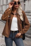 Textured Zip Up Collared Neck Jacket - Trendsi - Flyclothing LLC