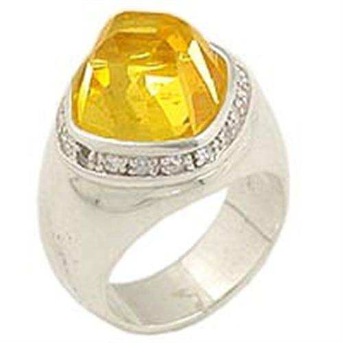 Alamode High-Polished 925 Sterling Silver Ring with AAA Grade CZ in Citrine - Alamode - Flyclothing LLC