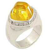Alamode High-Polished 925 Sterling Silver Ring with AAA Grade CZ in Citrine - Alamode - Flyclothing LLC