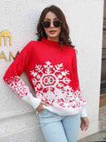 Snowflake Pattern Mock Neck Sweater - Trendsi - Flyclothing LLC
