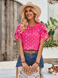 Printed Round Neck Petal Sleeve Blouse - Trendsi - Flyclothing LLC