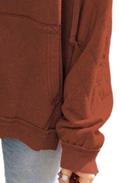 Drawstring Kangaroo Pocket Dropped Shoulder Hoodie - Trendsi - Flyclothing LLC