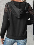 Lace Trim Dropped Shoulder Hoodie - Trendsi - Flyclothing LLC