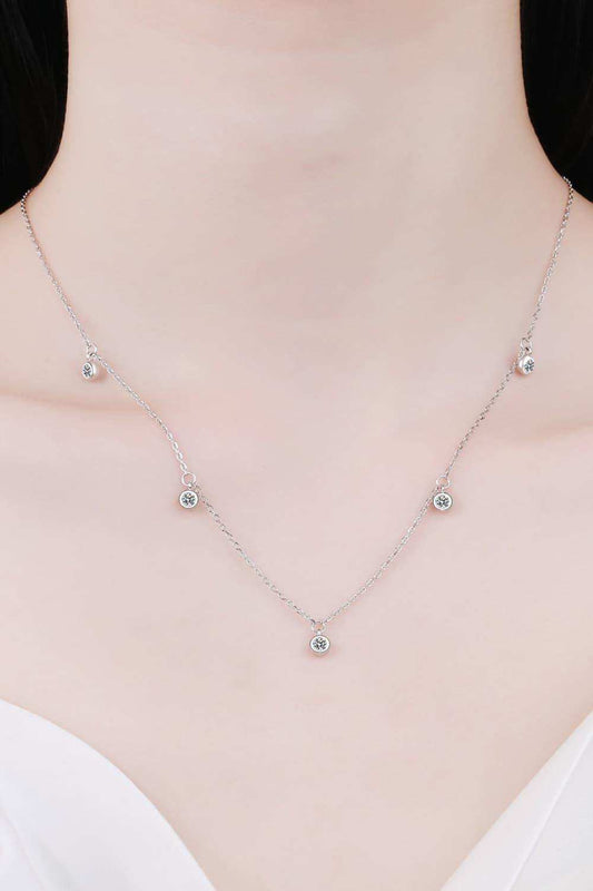 Moissanite Rhodium-Plated Necklace - Trendsi - Flyclothing LLC
