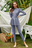Mock Neck Long Sleeve One-Piece Swimwear - Trendsi - Flyclothing LLC