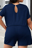Plus Size Drawstring Waist Romper with Pockets - Trendsi - Flyclothing LLC