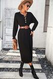Notched Neck Dropped Shoulder Button-Down Midi Dress - Trendsi - Flyclothing LLC