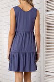 Decorative Button Scoop Neck Sleeveless Tiered Dress - Trendsi - Flyclothing LLC