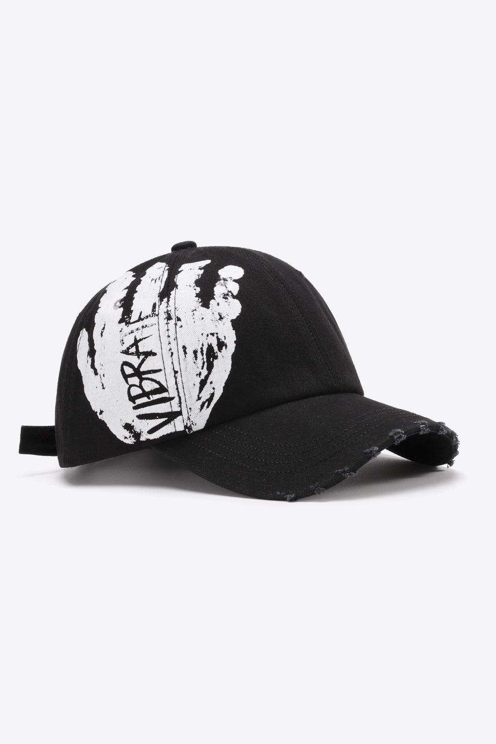 VIBRA Graphic Distressed Adjustable Baseball Cap - Trendsi - Flyclothing LLC
