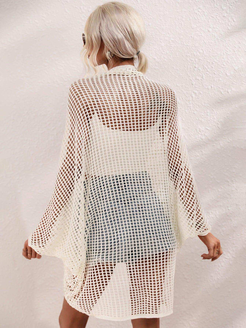 Openwork Open Front Longline Cover Up - Trendsi - Flyclothing LLC